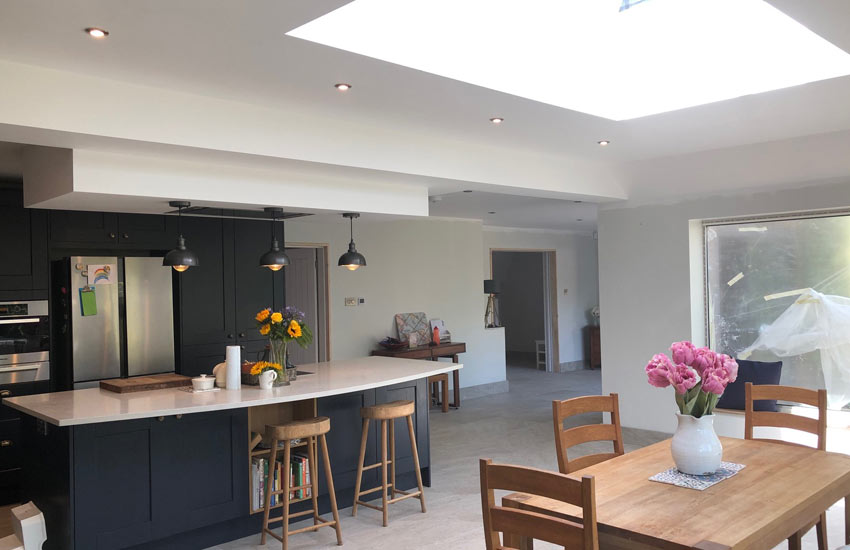 navy fitted kitchen