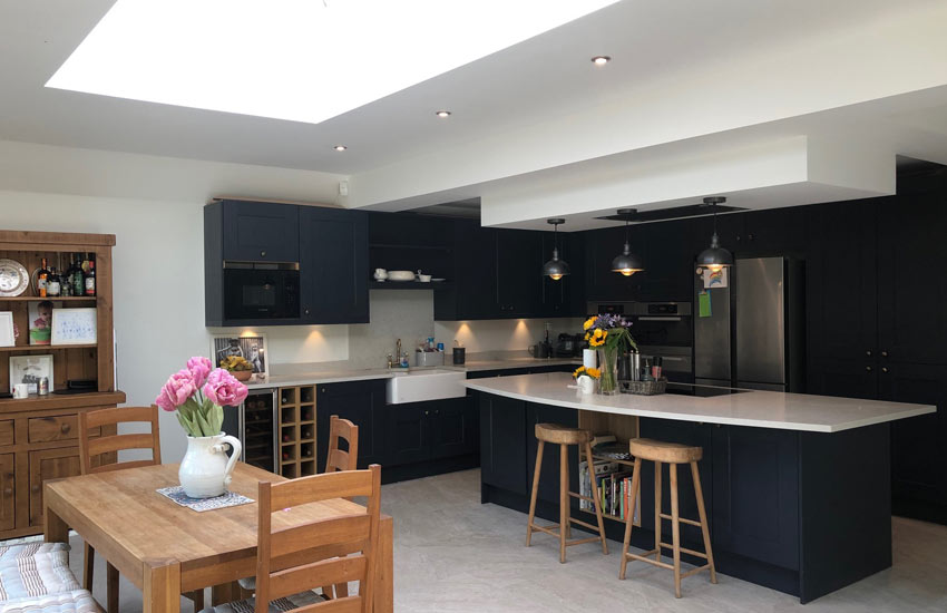 navy fitted kitchen