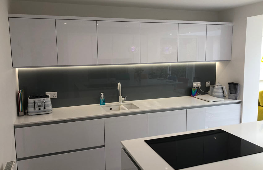 white fitted cabinets