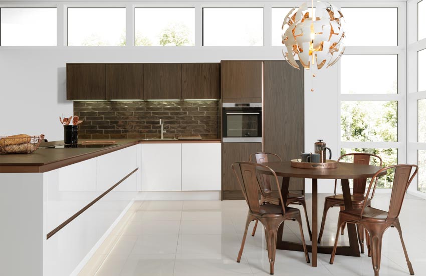 Fitted kitchen with sleek work surfaces